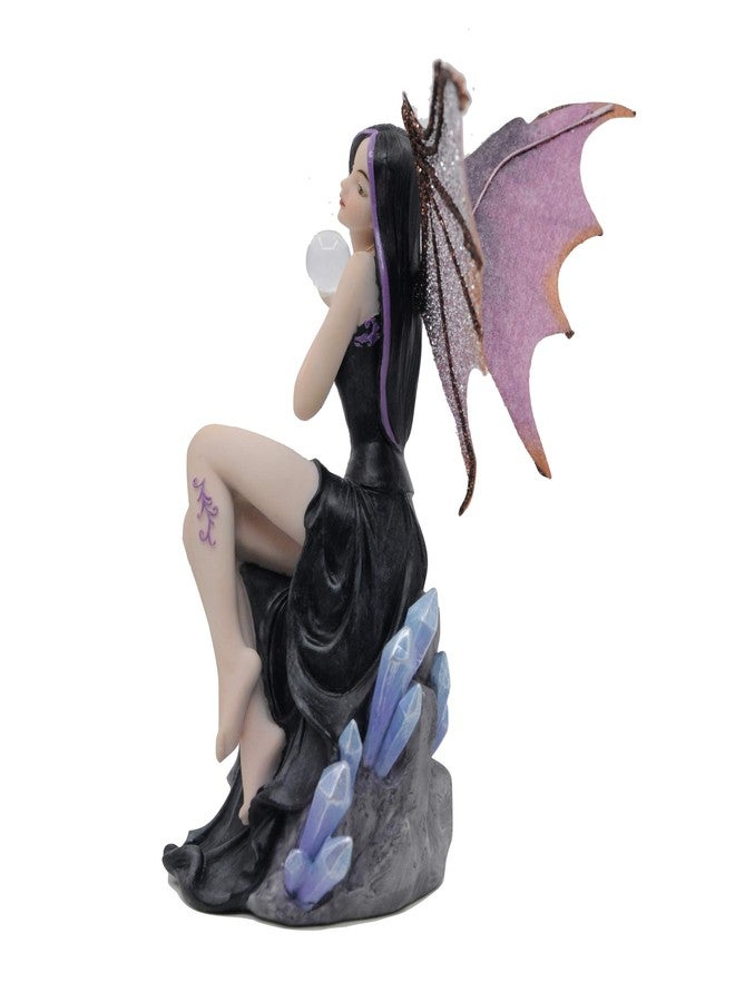 Comfy Hour Fairyland Collection 6” Dark Fairy Witch Spirit Forest with Magic Ball On Crystal Stone Figurine, Home Decoration and Collectibles, Resin Stone - Image 2